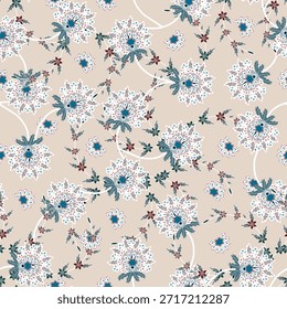 Patrón floral sin fisuras, patrón de impresión jacobea sin fisuras, Clipart de Vector de flores marrones. Patrón sin fisuras con flores exóticas estilizadas, plantas trepadoras. Fondo de pantalla floral de la moda, fondo. Asiático	