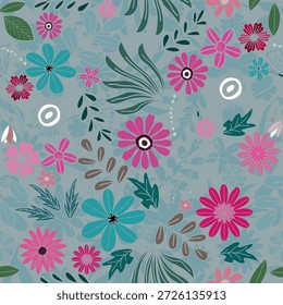 Padrão sem emenda floral, padrão de impressão jacobino Sem emenda, flores étnicas Clipart vetor. padrão sem emenda étnica estilizado flores exóticas, trepadeiras. Moda floral papel de parede, fundo. Asiático	