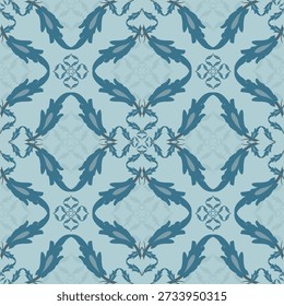 Floral seamless pattern ,Jacobean Print Pattern Seamless , navy flowers Vector clipart. Seamless pattern with stylized exotic flowers, climbing plants. Fashion floral wallpaper, background. Asian