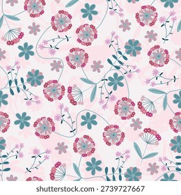Floral seamless pattern ,Jacobean Print Pattern Seamless , navy flowers Vector clipart. Seamless pattern with stylized exotic flowers, climbing plants. Fashion floral wallpaper, background. Asian	