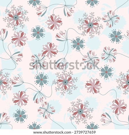 Floral seamless pattern ,Jacobean Print Pattern Seamless , navy flowers Vector clipart. Seamless pattern with stylized exotic flowers, climbing plants. Fashion floral wallpaper, background. Asian	