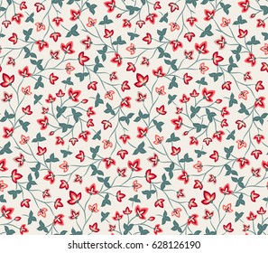 Floral seamless pattern, Jacobean style flowers. Colorful herbal background. Vector illustration.