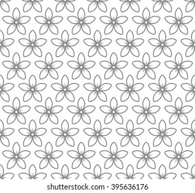 Floral Seamless Pattern with Jasmine Flowers. Vector White Background