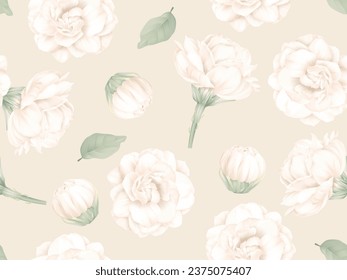 Floral seamless pattern, Jasminum sambac flowers on brown