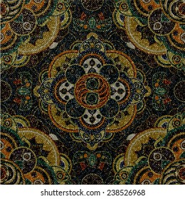 Floral seamless pattern in jeans texture
