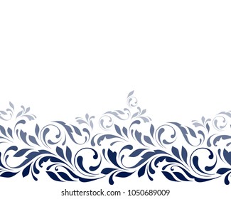 Floral seamless pattern. Lacy decorative border for background for fabric, wrapping, wallpaper, ribbon and paper. Delicate tape print.