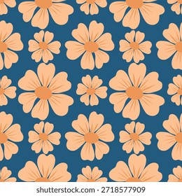 Padrão floral sem emenda, grandes flores de flor em um fundo marinho. Telha de flor grande sem costura, design floral
