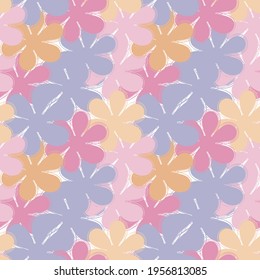 
Floral seamless pattern, large flowers in pastel colors. Vector illustration
