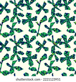 Floral seamless pattern. Large petals forming flower buds in collage style with geometric texture. Decorative flower silhouettes. Abstract geometric polygonal graffiti style background. Collage style.
