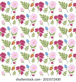 Floral seamless pattern with Leaf, floral background in pastel colors