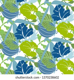 Floral seamless pattern with leafs made in vector. Easy to use for wrapping paper, wallpaper, fabric, background.