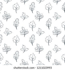 Floral seamless pattern with leafs. May be used as a coloring book