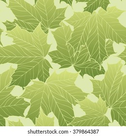 Floral seamless pattern. Leaves background. Nature ornamental texture with maple plant  leaf.