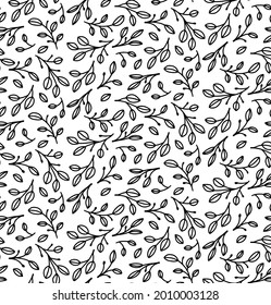 Floral seamless pattern with leaves and branches. Vector print for fabric, cover paper, wallpapers, web.