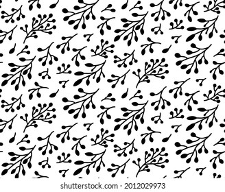 Floral seamless pattern with leaves and branches. Vector print for fabric, cover paper, wallpapers, web.