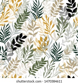 Floral seamless pattern with leaves. Seamless pattern can be used for wallpaper, pattern fills, web page background, surface textures