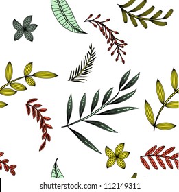 Floral seamless pattern with leaves, EPS10 Vector background