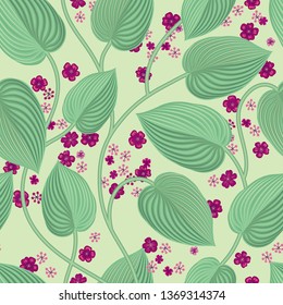 Floral seamless pattern. Leaves and flowers garden art backdrop