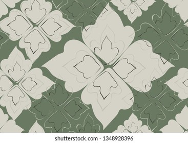 Floral seamless pattern leaves green background. Abstract vector wallpaper