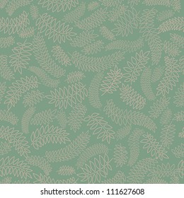 floral seamless pattern with leaves on green background