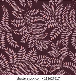 floral seamless pattern with leaves on brown background