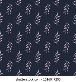 Floral seamless pattern with leaves on a dark background, vector