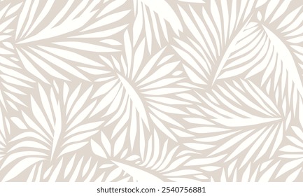 Floral Seamless Pattern with Leaves Ornament for Organic and Healthy Food Packaging, Textile, Fabric, Natural Eco Cosmetics, Vegan Product. Vector Leaves Pattern Design.