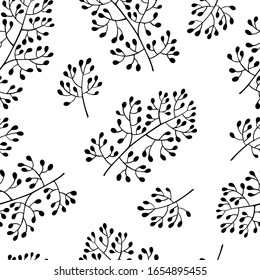 Patrón floral sin fisuras con silueta de hojas. Ilustración vectorial.