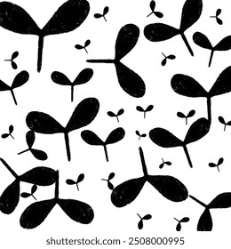 Floral seamless pattern with leaves silhouette Vector illustration