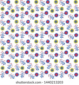 
Floral seamless pattern with leaves textured, artistic on a white background. Vector illustration for textile, surface packaging, packaging design.