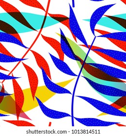 Floral seamless pattern with leaves. tropical background