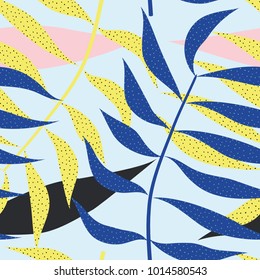 Floral seamless pattern with leaves. tropical background