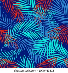 Floral seamless pattern with leaves. tropical background