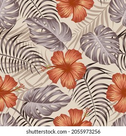 Floral seamless pattern with leaves. tropical background	