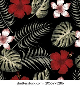 Floral seamless pattern with leaves. tropical background	