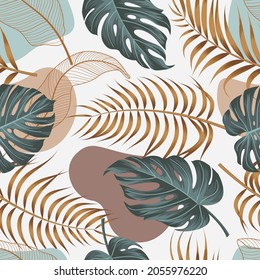 Floral seamless pattern with leaves. tropical background	
