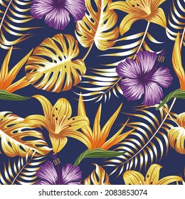 Patrón floral sin costuras con hojas. fondo tropical	