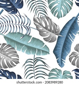 Floral seamless pattern with leaves. tropical background	