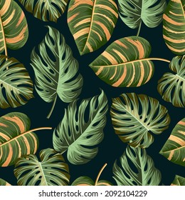 Floral seamless pattern with leaves. tropical background	