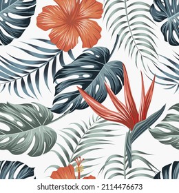 Floral seamless pattern with leaves. tropical background	