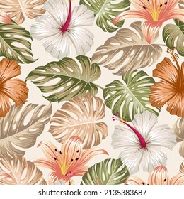 Patrón floral sin costuras con hojas. fondo tropical