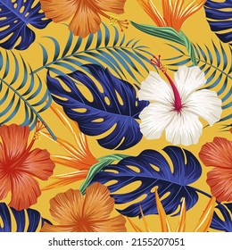 Patrón floral sin costuras con hojas. fondo tropical	