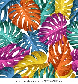 Floral seamless pattern with leaves. tropical background