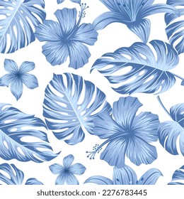 Floral seamless pattern with leaves. tropical background