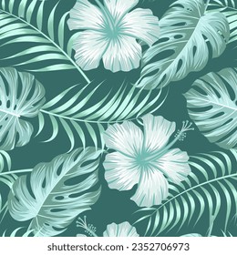 Floral seamless pattern with leaves. tropical background