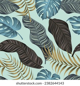 Floral seamless pattern with leaves. tropical background