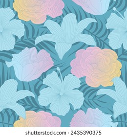 Floral seamless pattern with leaves. tropical background	
