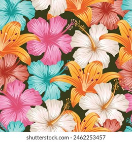 Floral seamless pattern with leaves. tropical background	

