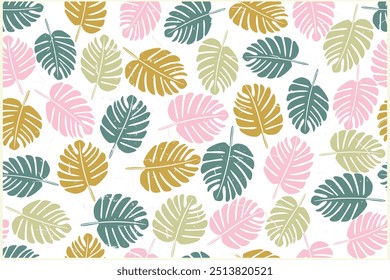 Floral seamless pattern with leaves. tropical background, design textile abstract flower background, batik print textile pattern. seamless pattern. Vintage floral batik. wallpaper, tapestries textiles