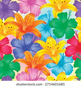 Floral seamless pattern with leaves. tropical background
